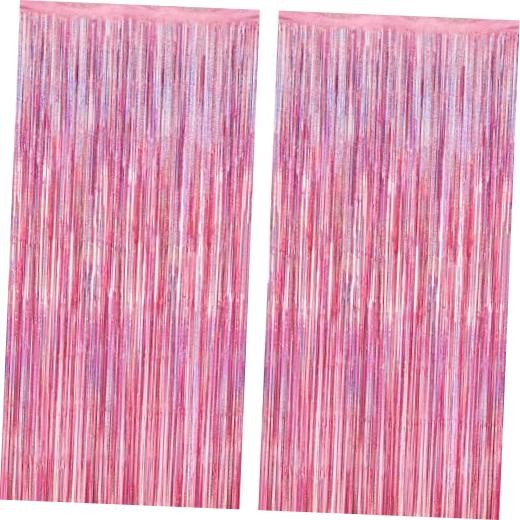 2 Pack Glitter Pink Backdrop, 3.28 FT x 7.05 FT Birthday 2 PCS Glitter pink