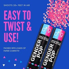 Gender Reveal Balloon Arch Kit with 6 Pink and Blue Confetti Poppers