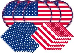 Complete Patriotic Tableware Set: 50 Quality Napkins & Plates for All Occasions