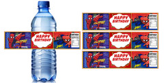 Spider Birthday Water Bottle Labels, Happy Birthday Party Decorations, 8.5 x 2