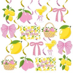 20Pcs Lemon Hanging Swirl Decorations,Yellow and Pink Just A Drop Older Lemon…