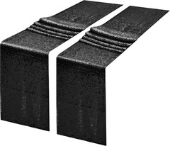 2 Packs 12 x 108 inches Black Sequin Table Runner Glitter for Wedding Birthday