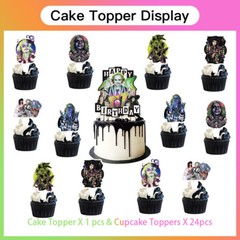 Beetlejuice Party Supplies Set Plates Balloons Cake Toppers Banner Tablecloth