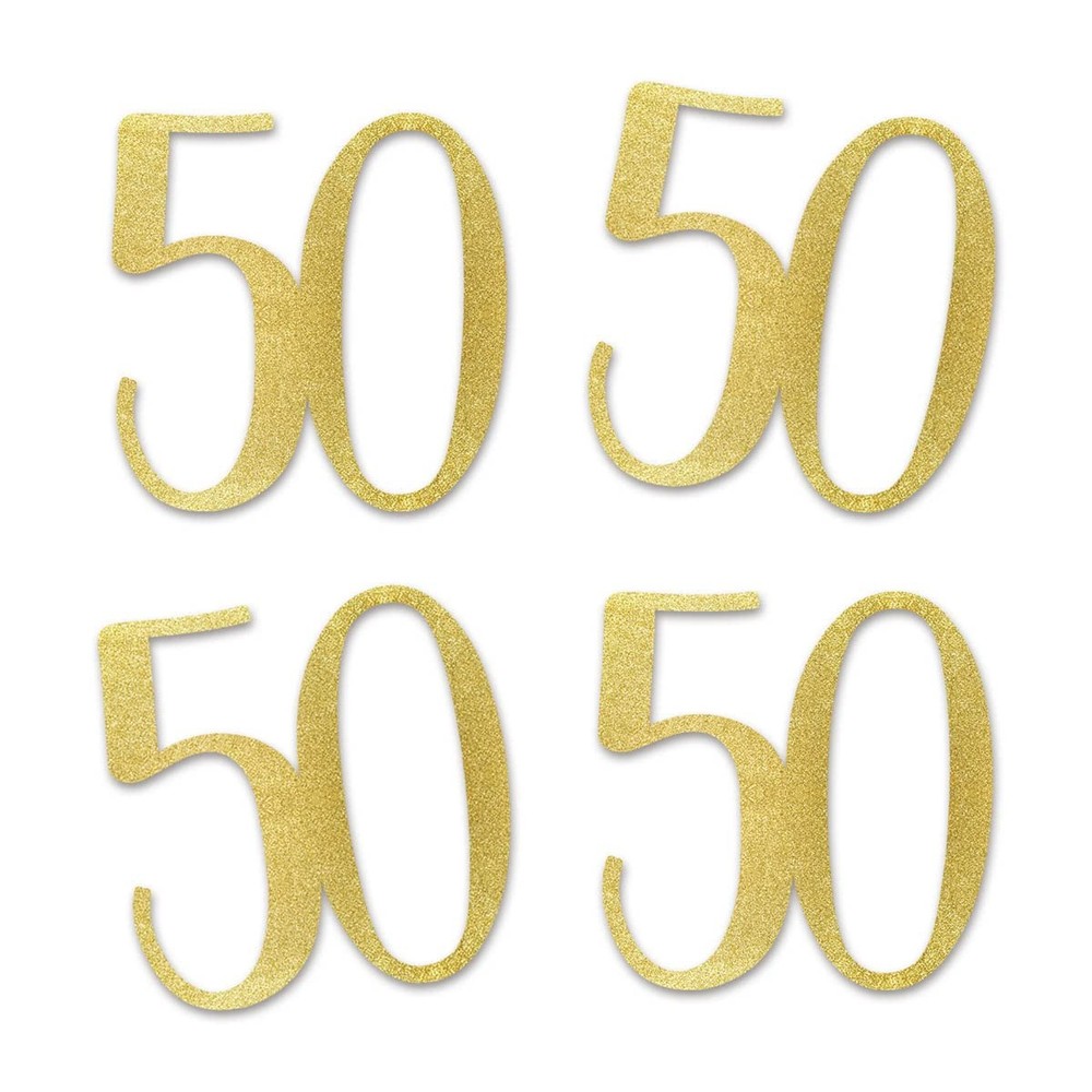 Gold Glitter 50 CutOut Numbers 50th Birthday Party Anniversary Decoration DIY