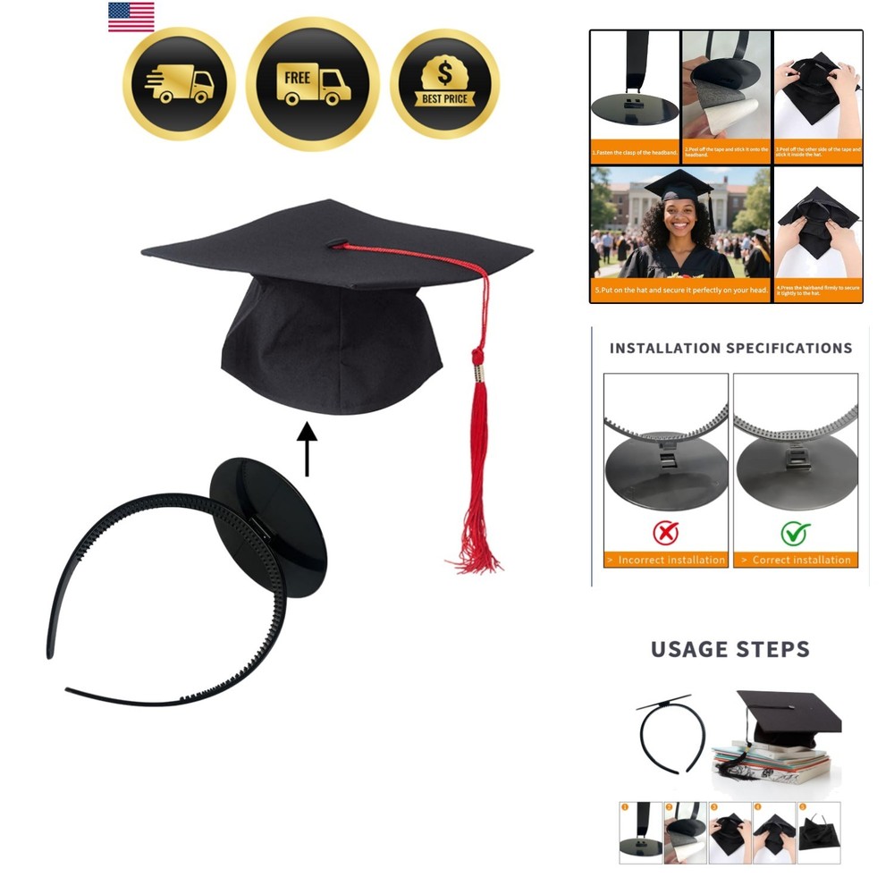 Graduation Cap Headband Secure Holder Hairband for Students Decor