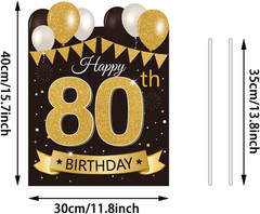 Large Happy 80Th Birthday Party Yard Sign Black Gold 80 Birthday Yard Signs with