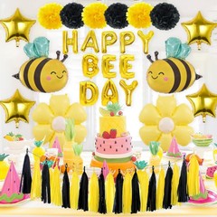 Happy Bee Day Decorations Pack of 21, Daisy Balloons, Bumble Bee Balloons for…