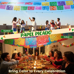 1 Pack 18 Ft Papel Picado Banner Cinco De Mayo Decoration, Fiesta Party Decorati