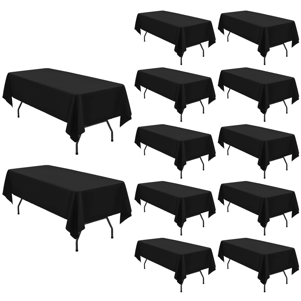 Pesonlook 12-Pack Rectangle Tablecloth 60×102 Black Polyester Washable