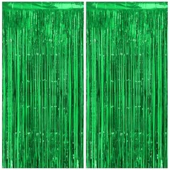 Thicken Streamers 2 Pack 3.2 x 8.2 FT, Tinsel 38.4″W x 98.4″L (Pack of 2) Green