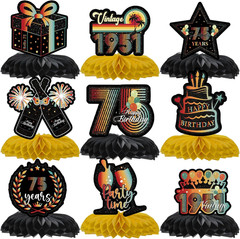 Vintage 75Th Birthday Decorations – 9 Pcs Happy Cheers to 75 Year Old Party Pape
