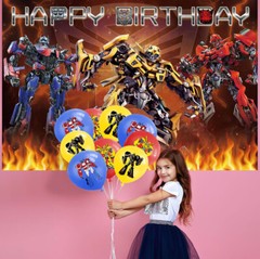 Transformers Party Supplies Birthday Plates Balloons Tablecloth Banner 5X3ft