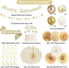 Retirement Decorations Men or Women Champagne Gold Officially Retired Party Kit