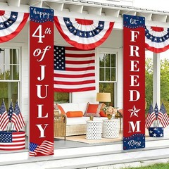Happy 4th of July Decorations Banner a Set of 2, 12″x71″ Fourth of July Party D.