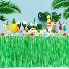 Waterproof Grass Table Skirt – Hawaiian Party Decor