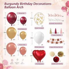 Burgundy Birthday Party Decorations with Happy Birthday Banner Tissue Tassels
