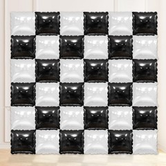 36 Pcs Black and White Square Foil Balloon Wall Backdrop Double Sided Race Ca…
