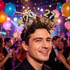 4Pcs Reusable 2027 New Year Headbands Party Tiara Headpieces with Star Design