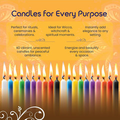Spell Candles (40 Candles) – One Shipping Charge! Set of 40, Multicolor