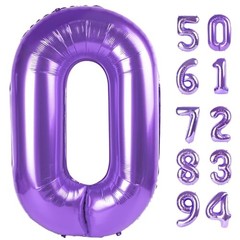Number Balloon 40 Inch, 0 Number Balloons, 10 20 30 40 50 Number 0 Purple