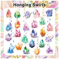 24 PCS Crystal Hanging Swirl Decorations Ceiling Streamers Colorful