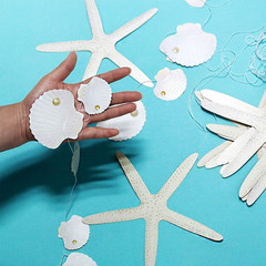 Flat Paper White Finger Starfish Seashell Garlands under the Sea Party Decoratio