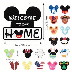 Welcome Door Sign Mickey Mouse Party Decoration Disney Party Supplies Outdoor