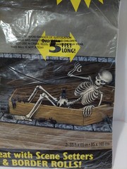 Vtg Halloween Decorations Scene Setters Coffin Creatures Giant Plastic Skeleton