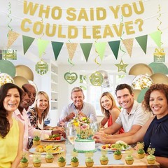 Roetyce Farewell Party Decorations Green Gold Who Said You Could Leave Banner