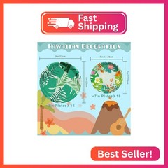 MDDRUIQI Luau Party Decorations – 36 Pack Hawaiian Plates – Tropical Party Decor