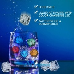 24x Waterproof Light Up LED Ice Cubes for Drinks Party Glowing Flashing Ice Cube