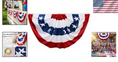 Machine Washable 4th of July Decor – Stylish American Flag Bunting – 36″L x 18″W