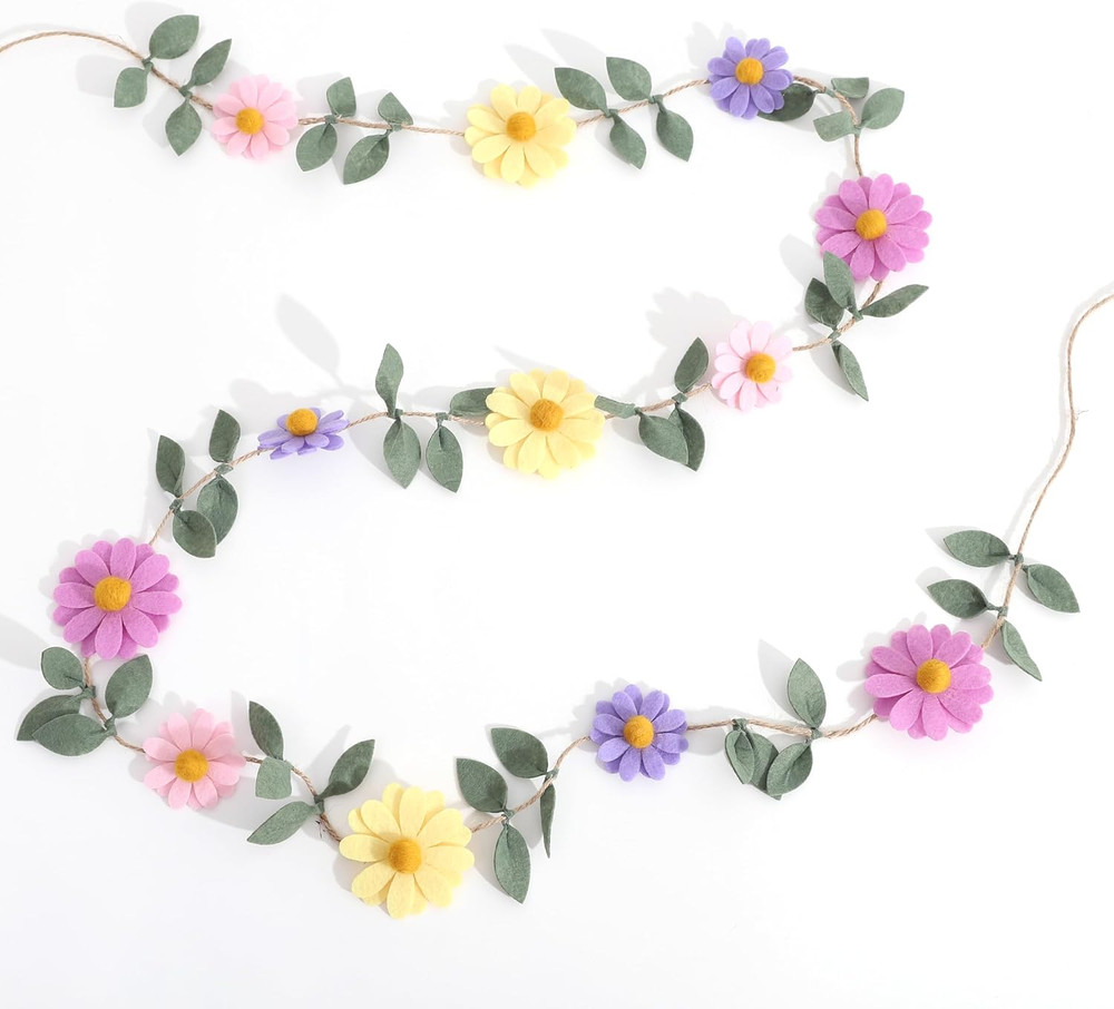 Felt Colorful Daisy Banner – Spring Birthday Wedding Party Decorations,Colorful