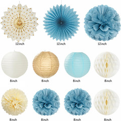 Light-Dusty Blue Boho Baby Shower Party-Decorations – 21Pcs Beige Champagne Boy