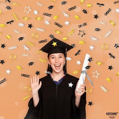 Graduation Decorations 2026 – Pack of 1000, Black and Gold Congrats Grad Grad…