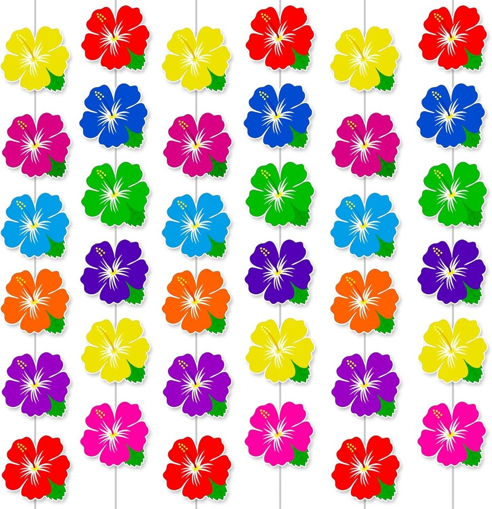 Hawaiian Hibiscus Flowers Garlands 6PCS Tropical Party Decoration Luau Aloha Han