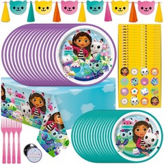Dollhouse Party Decorations Set | Birthday Tablecover, Banner, Plates & Napkins