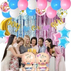 Gender Reveal Decoration, Pink and Blue Balloon Garland Kit Gold Moon&Stars