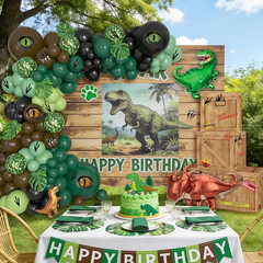 Dinosaur Birthday Party Decorations with 4pcs Dino Theme Boxes Green Brown Black