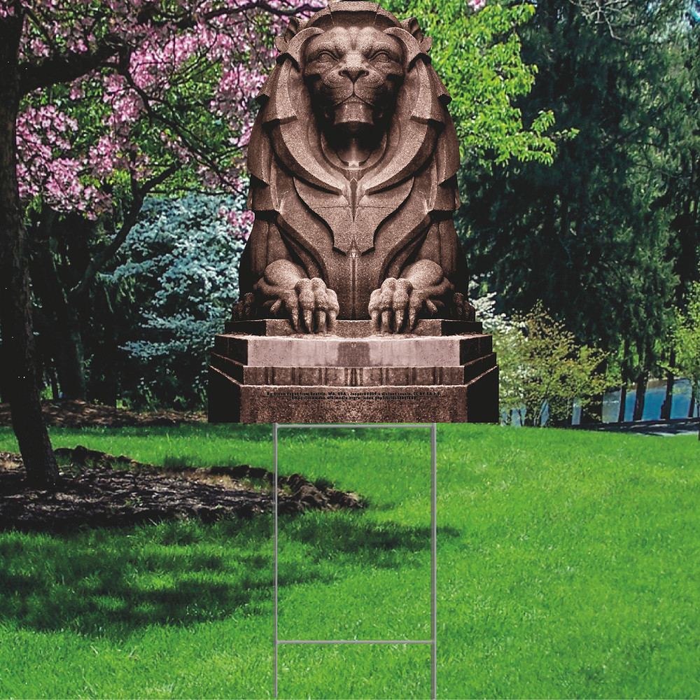 YS3061 Lion Statue Gate Column Plastic Outdoor Yard Sign Decoration Cutout