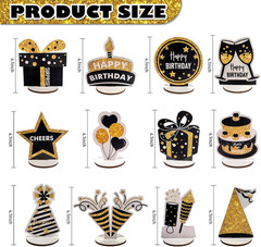 Happy Birthday Table Decorations & Centerpieces – 12-Piece Black & Gold Wooden G