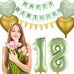 18th Birthday Party Decorations Sage Green Gold Party Balloons Happy Birthday…