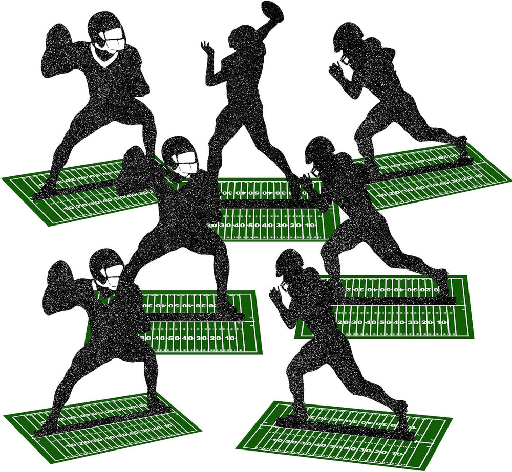 9pcs Football Player Table Centerpieces, 8” Silhouette Party Decor, 3 Styles Set