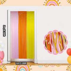 Groovy Foil Fringe Curtains Backdrop Birthday Party Decorations, 4 Pack 3.28 X 6