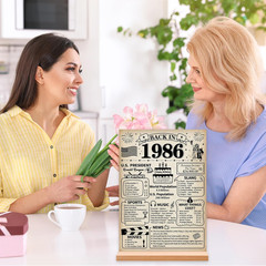 40Th Birthday Decorations Gift for Women Men, Retro Back in 1986 Poster Acrylic