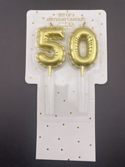 Mud Pie «50» Golden Balloon Birthday Candles