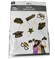 Graduation Grad Photo Booth Props Set Black Glasses Mask Party Supplies Decor