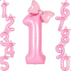 Pink 1 Balloon Number Birthday Decorations for Girls, 40 inches,