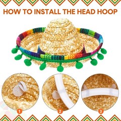 12-Pack Mini Sombrero Headband Hats for Cinco De Mayo Fiesta