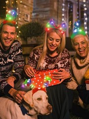 16 PCS Light Up Christmas Headband, LED Lights Christmas Head Topper, Santa H…
